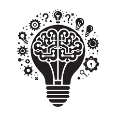 Fototapeta premium Smart Idea Concept with Brain Inside Light Bulb Symbol