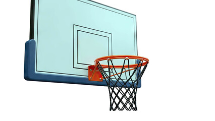 Basketball hoop and backboard against a white background