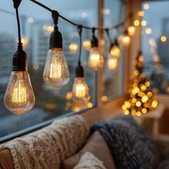 Fototapeta premium Cozy Indoor Space with Warm Lighting and Soft Textures