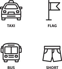 Vector Icons of Transportation and Clothing Symbols