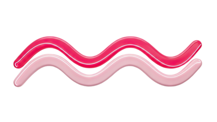 Two Wavy Lines of Pink and Red Glossy Material