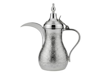 hammered silver dallah coffee pot with curved spout