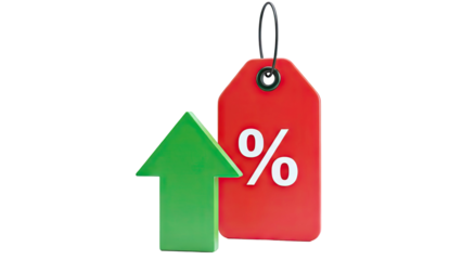 Price Increase Icon with Percentage Tag