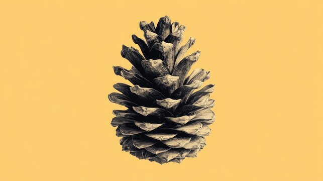 Pinecone illustration on a solid yellow background