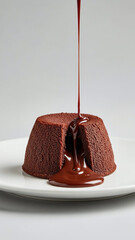 Chocolate Lava Cake with Molten Center in Clean Commercial Food Photography Style