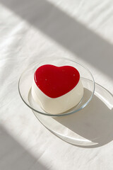 Minimalist Valentine Heart Dessert Panna Cotta