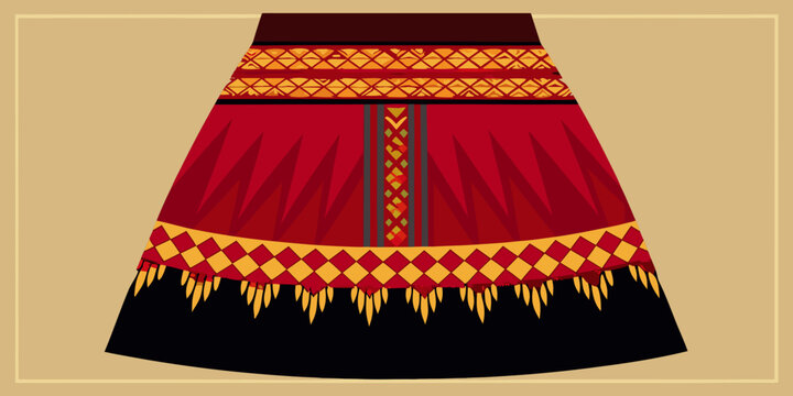 Traditional Lao Hand-Woven Silk Fabric with Red and Black Geometric Diamonds, Close-up of Authentic Lao Silk Craftsmanship featuring Traditional Tribal Motifs