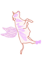 Beige and pink cow with wings