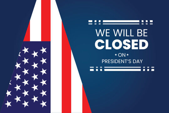 Modern Presidents Day illustration with bold typography and American flag elements, ideal for announcements, digital banners, and patriotic campaigns