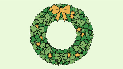 St Patricks Day Shamrock Wreath with Ribbon.