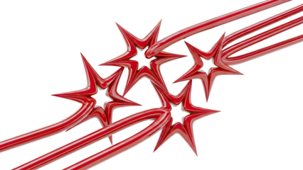 Abstract Red Starbursts with Flowing Lines