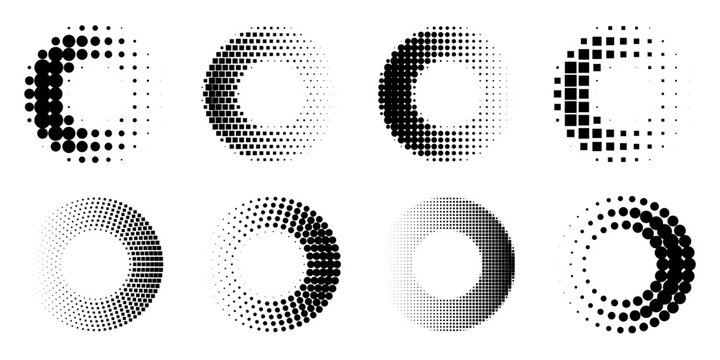 Abstract Circular Halftone Pattern Vector Set