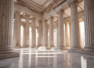 Fototapeta premium White marble columns stand majestically around the Parthenon's entrance, temple design, stone structures