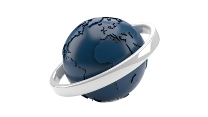 3D Globe with a White Ring
