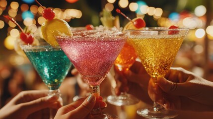 Sparkling Cocktails Toasting: Vibrant Party & Celebration Drinks