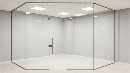 Empty square room with Glass partition and doors in office