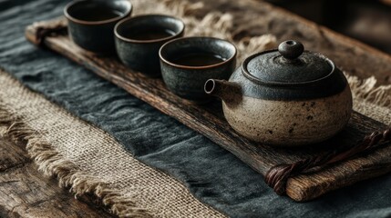 Traditional Asian Teapot & Teacups for Calm Tea Ceremony, Traditional tea