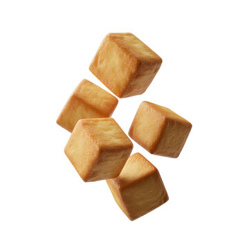 Crispy deep fried tofu cubes snack