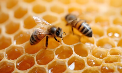 a honeycomb filling the entire frame. Clearly visible hexagonal honeycomb structure, deep repeating cells, crisp geometric pattern
