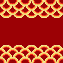 Festive Red and Gold Scallop Border Design