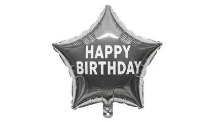 Happy birthday starshaped balloon isolated on transparent background for festive celebrations