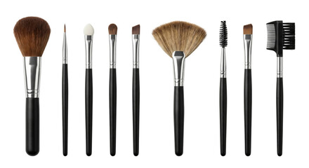 Set of Professional Makeup Brushes Isolated on White Background