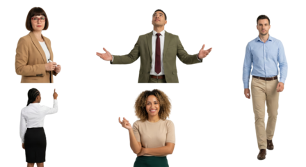 Diverse Business Professionals Posing White Background