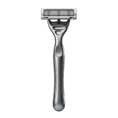 Obraz premium Silver razor with handle and multiple blades isolated on a transparent background shaver