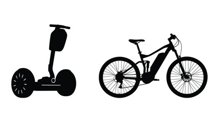 Silhouettes of an electric bicycle and a self balancing scooter © MdBakerHossen