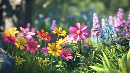 Vibrant Wildflower Meadow in a Sunny Field