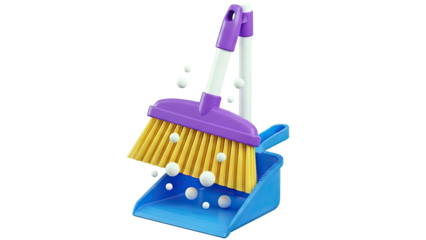 Broom and Dustpan Set with Bubbles