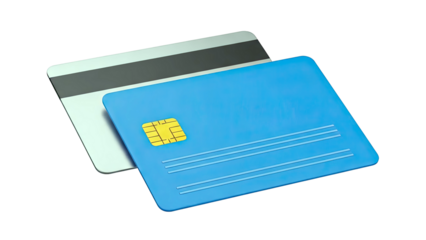 Blue and Silver Credit Cards with EMV Chip