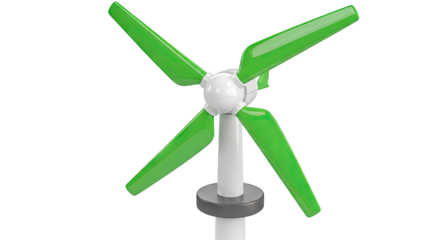 Modern Green Wind Turbine with Four Blades
