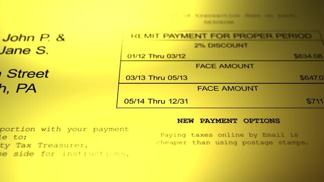 Generic County Tax Bill for Residential Property Tax