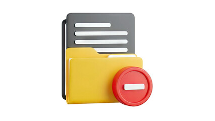 3D Folder Icon with Delete Symbol