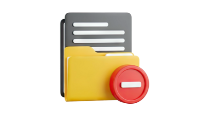 3D Folder Icon with Delete Symbol