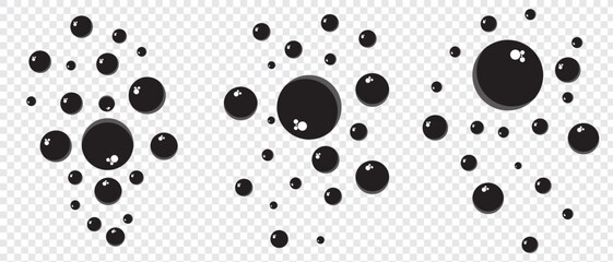 Air bubbles flat set, vector design elements. Bubble icon set. Soap foam, fizzy drink, oxygen bubbles . bubble vector icon . Bubble, Foam, Cleaning icon .