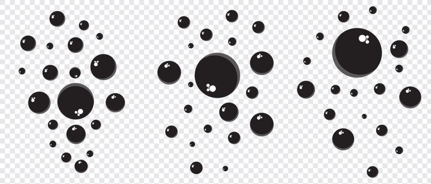 Air bubbles flat set, vector design elements. Bubble icon set. Soap foam, fizzy drink, oxygen bubbles . bubble vector icon . Bubble, Foam, Cleaning icon .