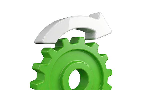 Green Gear with White Arrow - Powered by Adobe