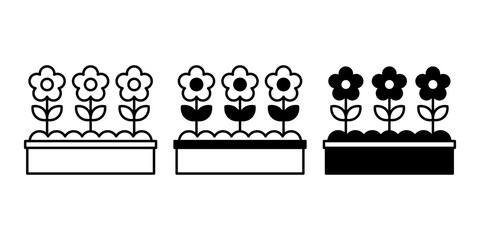Obraz premium Flower Bed Black Icon Bundle for Garden Landscaping Design