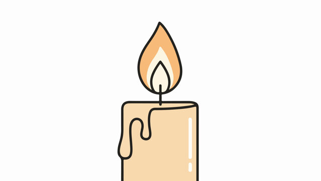 Minimalist illustration of a single beeswax candle with a teardrop flame