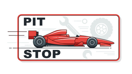 Fototapeta premium Red Formula 1 race car in pit stop with tools and tire