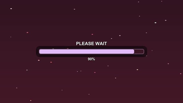 A progress bar animation shows the message please wait and displays a zero percent loading status as the streamer prepares for the content to begin on the live stream.