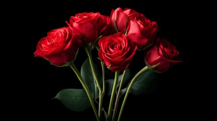Fototapeta premium valentines flowers bouquet, red roses symbol of love, romantic floral photography, high detail
