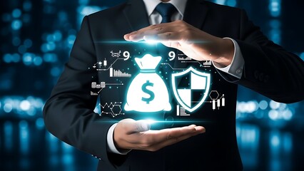 Businessman presenting financial security and investment opportunities