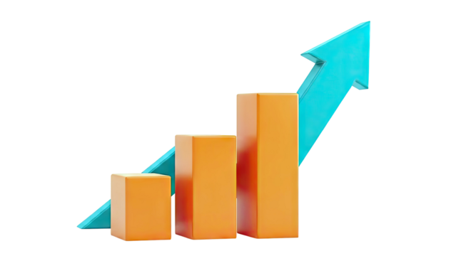 Bar Chart and Upward Arrow - Powered by Adobe