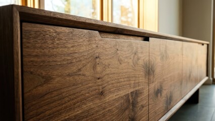 Horizontal wood texture detail of a high end modern furniture piece today