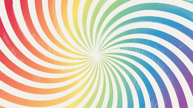 Spinning Rainbow Lines appearing from Center in Cloud White Blackground