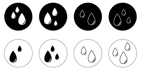 Water drop icon set. Rain drop sign. Drop of water symbol line