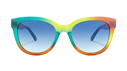 Rainbow Gradient Cat-Eye Sunglasses with Blue Gradient Lenses